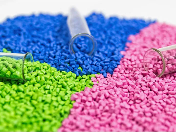 Pellets produced by the plastics recycling business